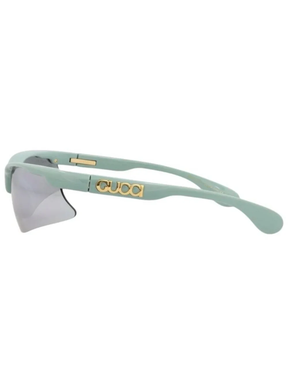 New Gucci Mens Shield/Wrap Green Green Silver Fashion Designer Sunglasses